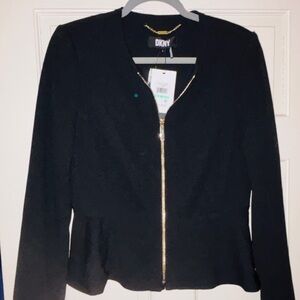 DKNY Black Blazer with Gold Zipper